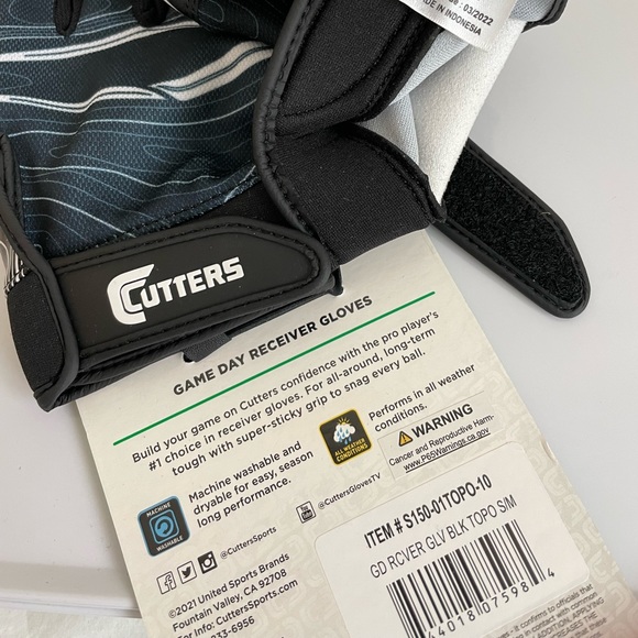 NWT Cutters Football Game Day Receiver Gloves Adult S/M SFIA /NCAA Specs - Picture 5 of 7